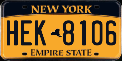 NY license plate HEK8106