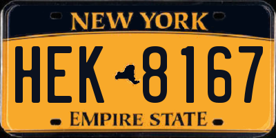 NY license plate HEK8167