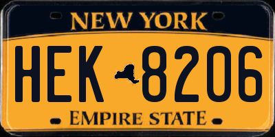 NY license plate HEK8206