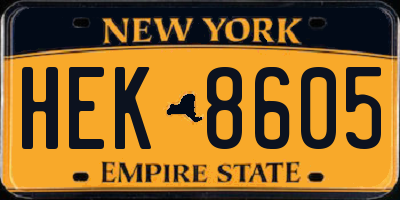 NY license plate HEK8605