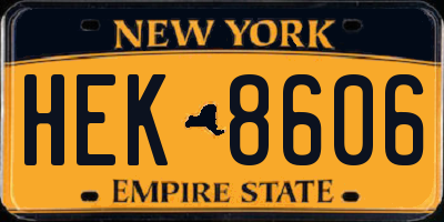 NY license plate HEK8606