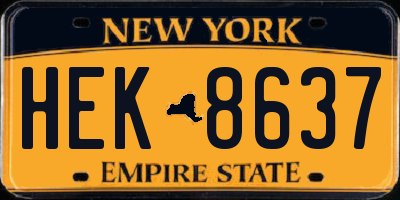 NY license plate HEK8637