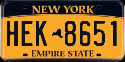 NY license plate HEK8651