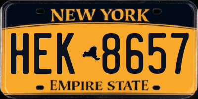 NY license plate HEK8657