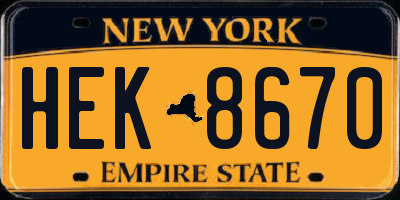 NY license plate HEK8670