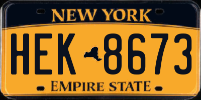 NY license plate HEK8673