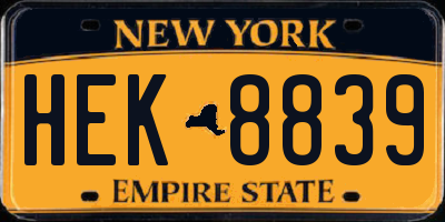 NY license plate HEK8839