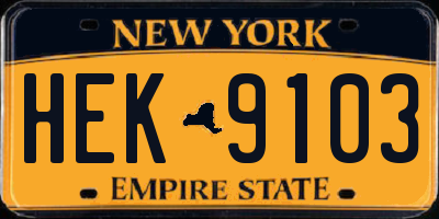NY license plate HEK9103