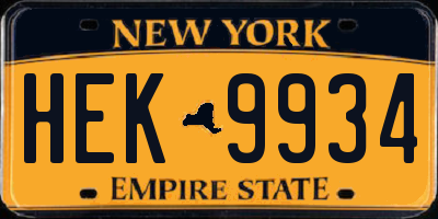 NY license plate HEK9934