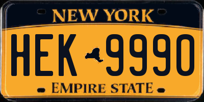 NY license plate HEK9990