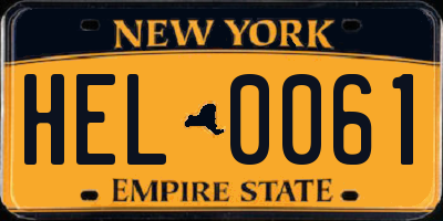 NY license plate HEL0061