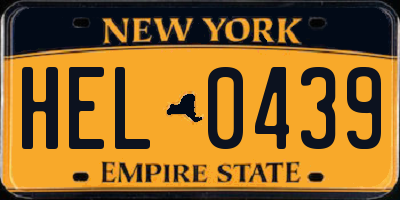 NY license plate HEL0439