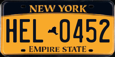 NY license plate HEL0452