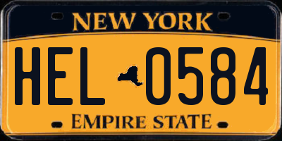 NY license plate HEL0584