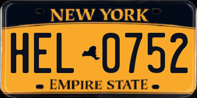 NY license plate HEL0752