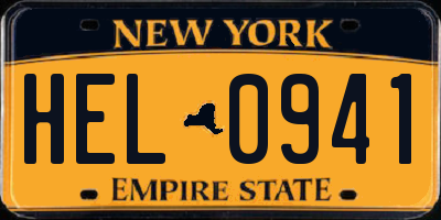 NY license plate HEL0941