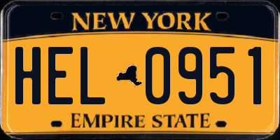 NY license plate HEL0951
