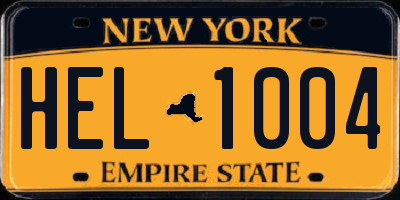 NY license plate HEL1004