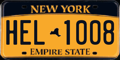 NY license plate HEL1008