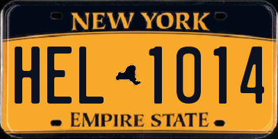 NY license plate HEL1014