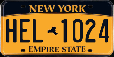 NY license plate HEL1024