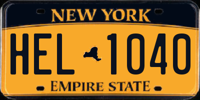 NY license plate HEL1040