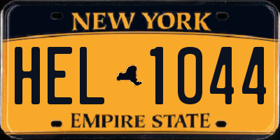 NY license plate HEL1044