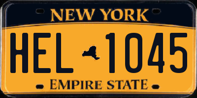 NY license plate HEL1045