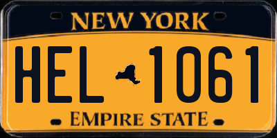 NY license plate HEL1061