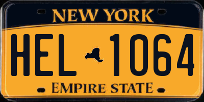 NY license plate HEL1064