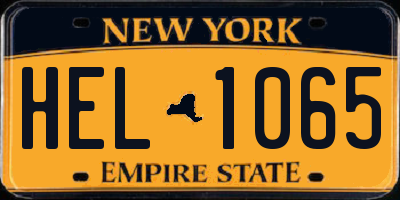 NY license plate HEL1065