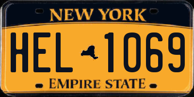 NY license plate HEL1069