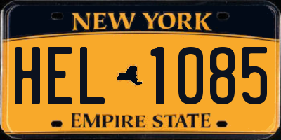 NY license plate HEL1085
