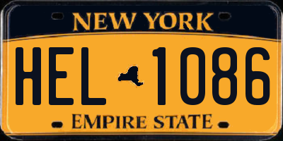 NY license plate HEL1086