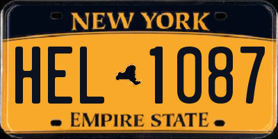 NY license plate HEL1087