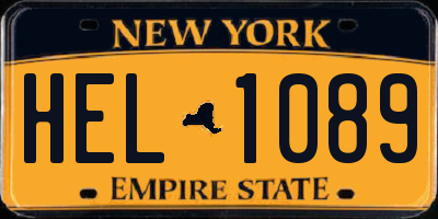 NY license plate HEL1089
