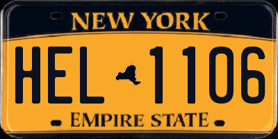 NY license plate HEL1106