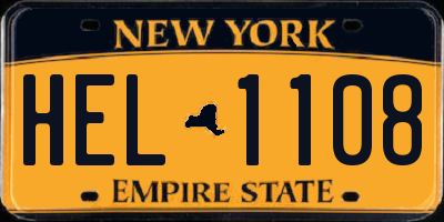 NY license plate HEL1108