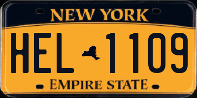 NY license plate HEL1109