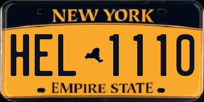 NY license plate HEL1110