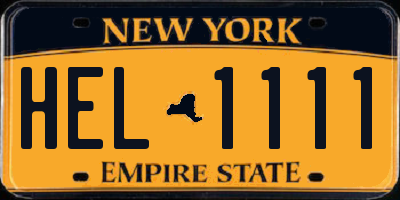 NY license plate HEL1111