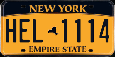 NY license plate HEL1114