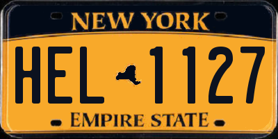 NY license plate HEL1127