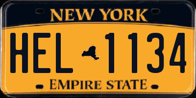 NY license plate HEL1134