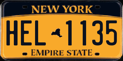 NY license plate HEL1135