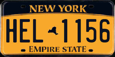 NY license plate HEL1156