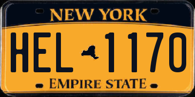 NY license plate HEL1170