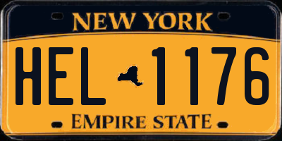 NY license plate HEL1176