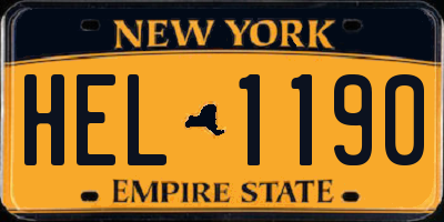 NY license plate HEL1190