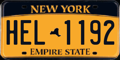 NY license plate HEL1192